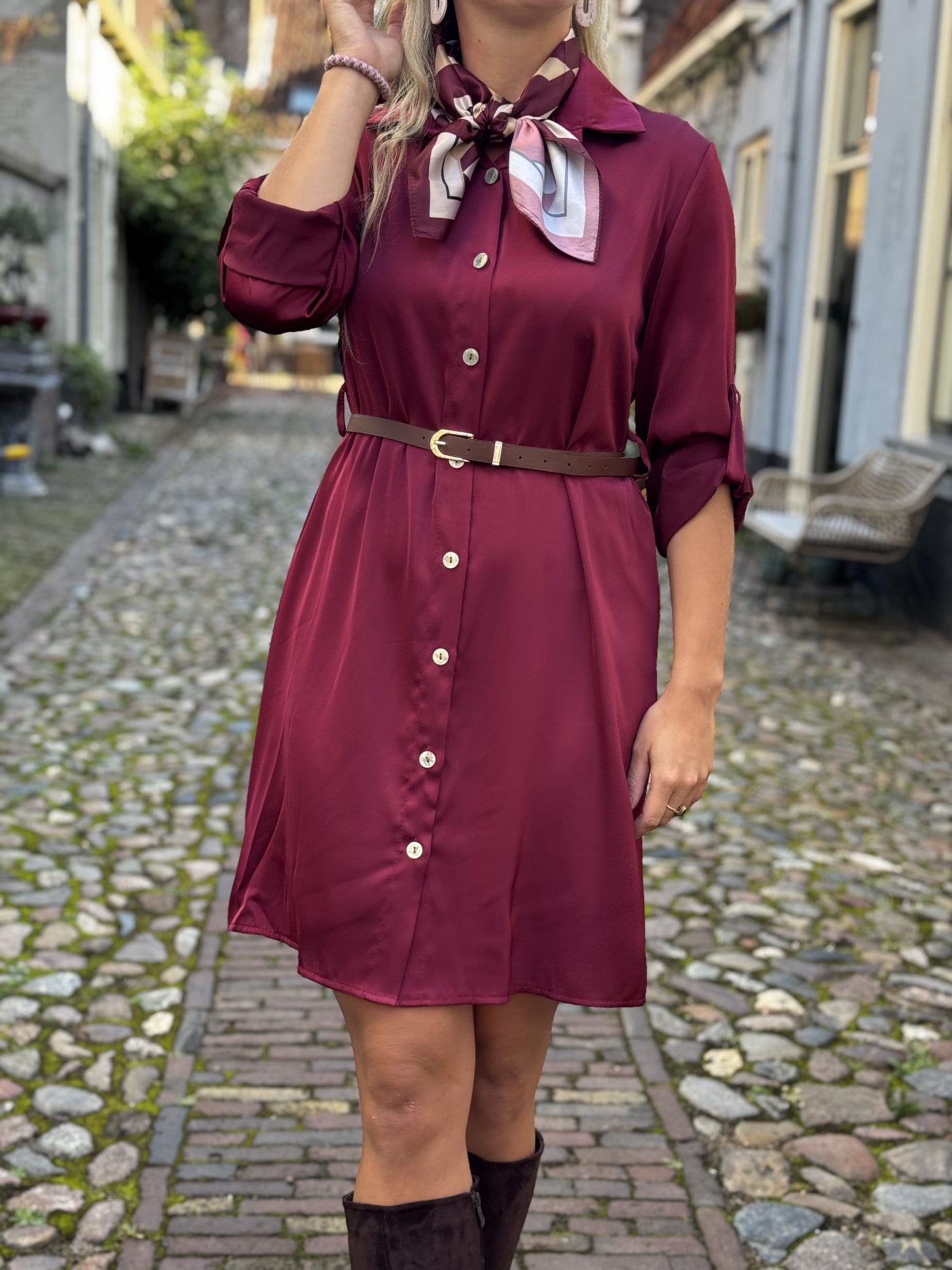 Lizalau satin dress bordeau