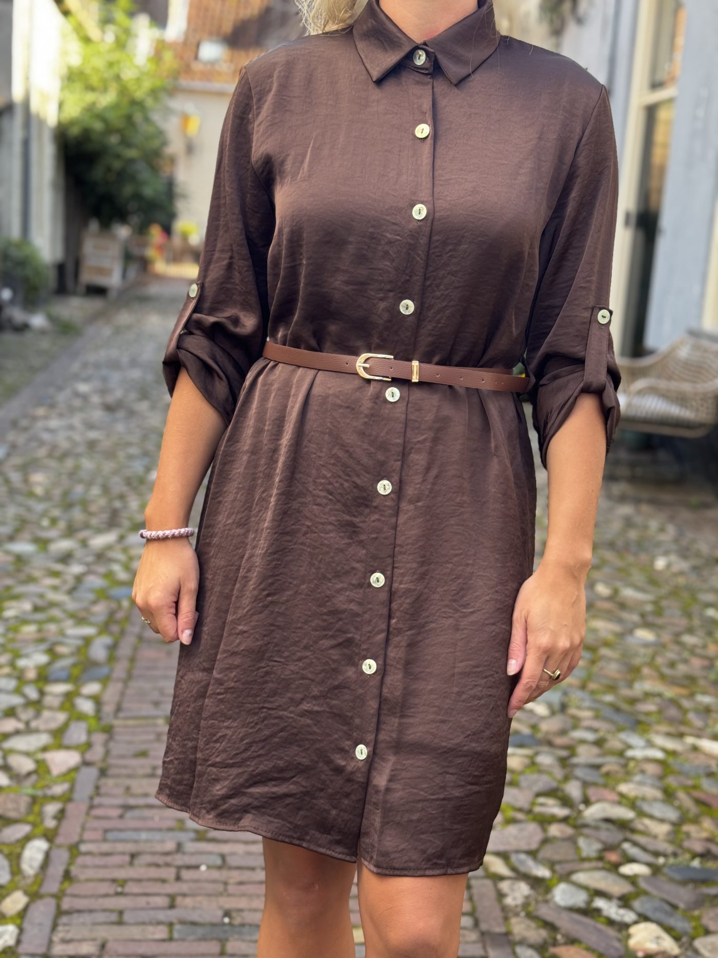 Lizalau satin dress choco