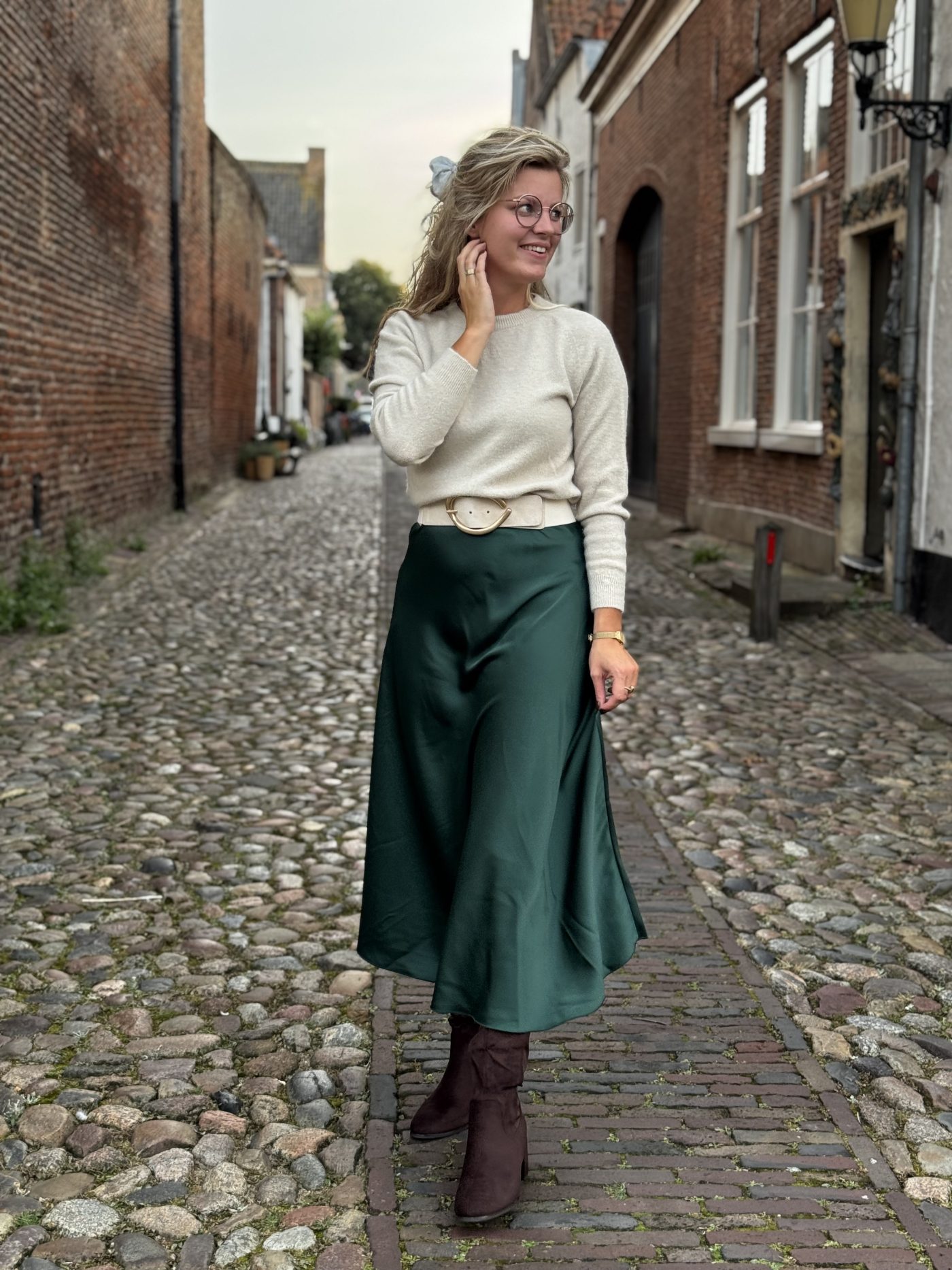 Satijnen rok groen