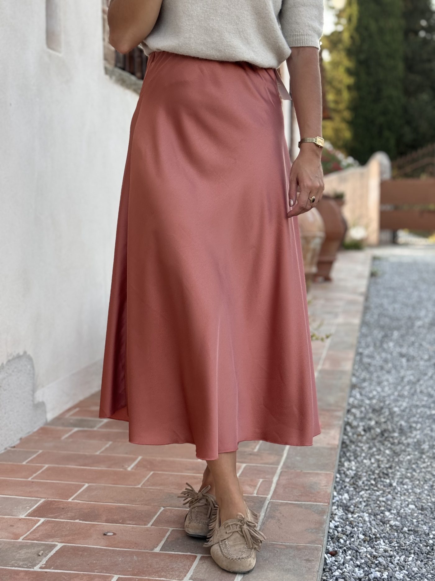 Satijnen rok soft orange