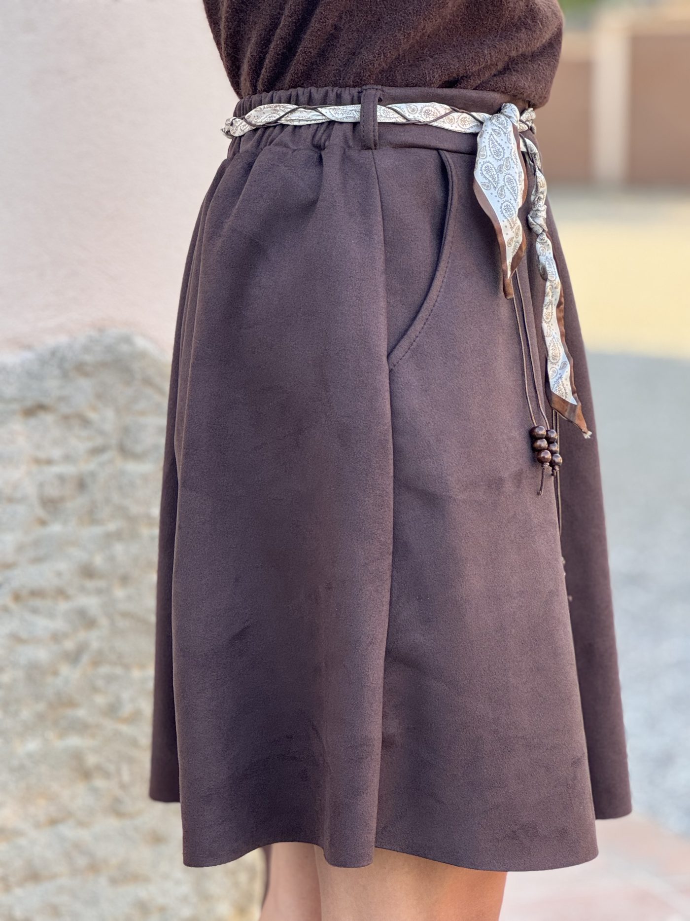 Suede rokje choco