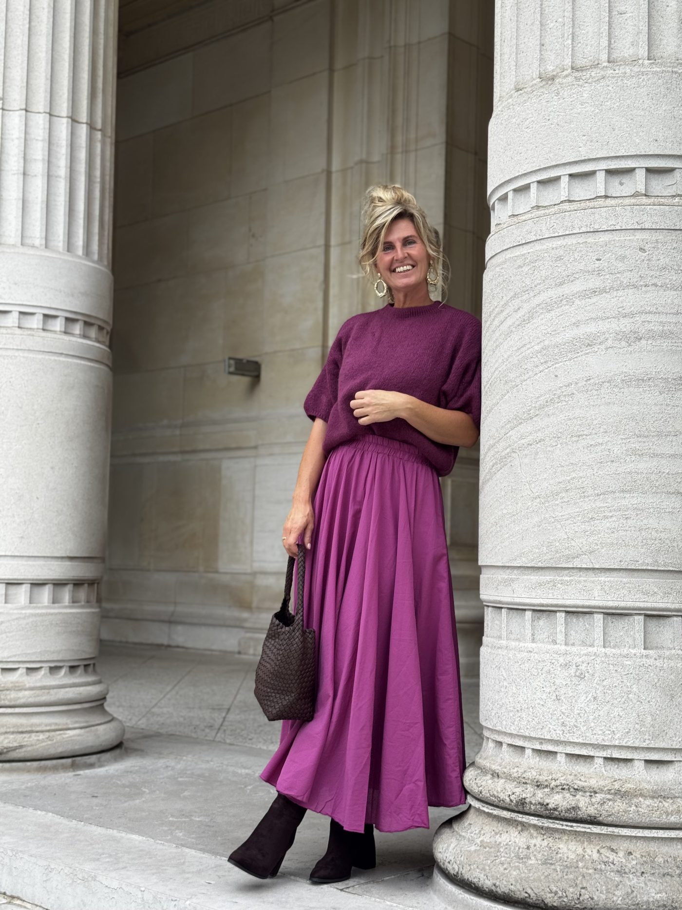 Maxi rok katoen fuchsia