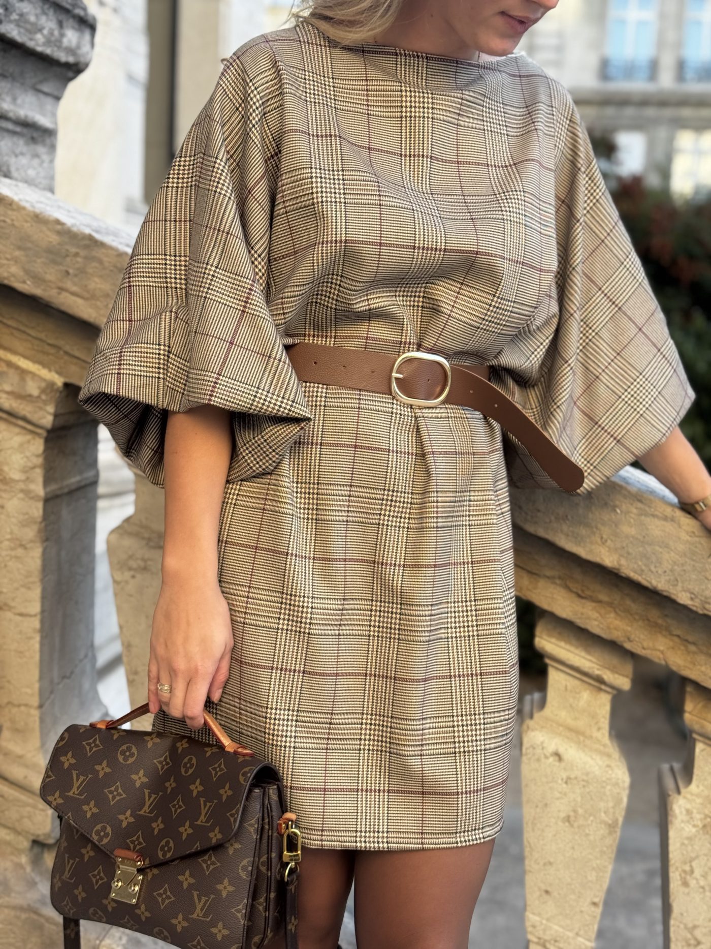 Ruit jurk Monica bordeau