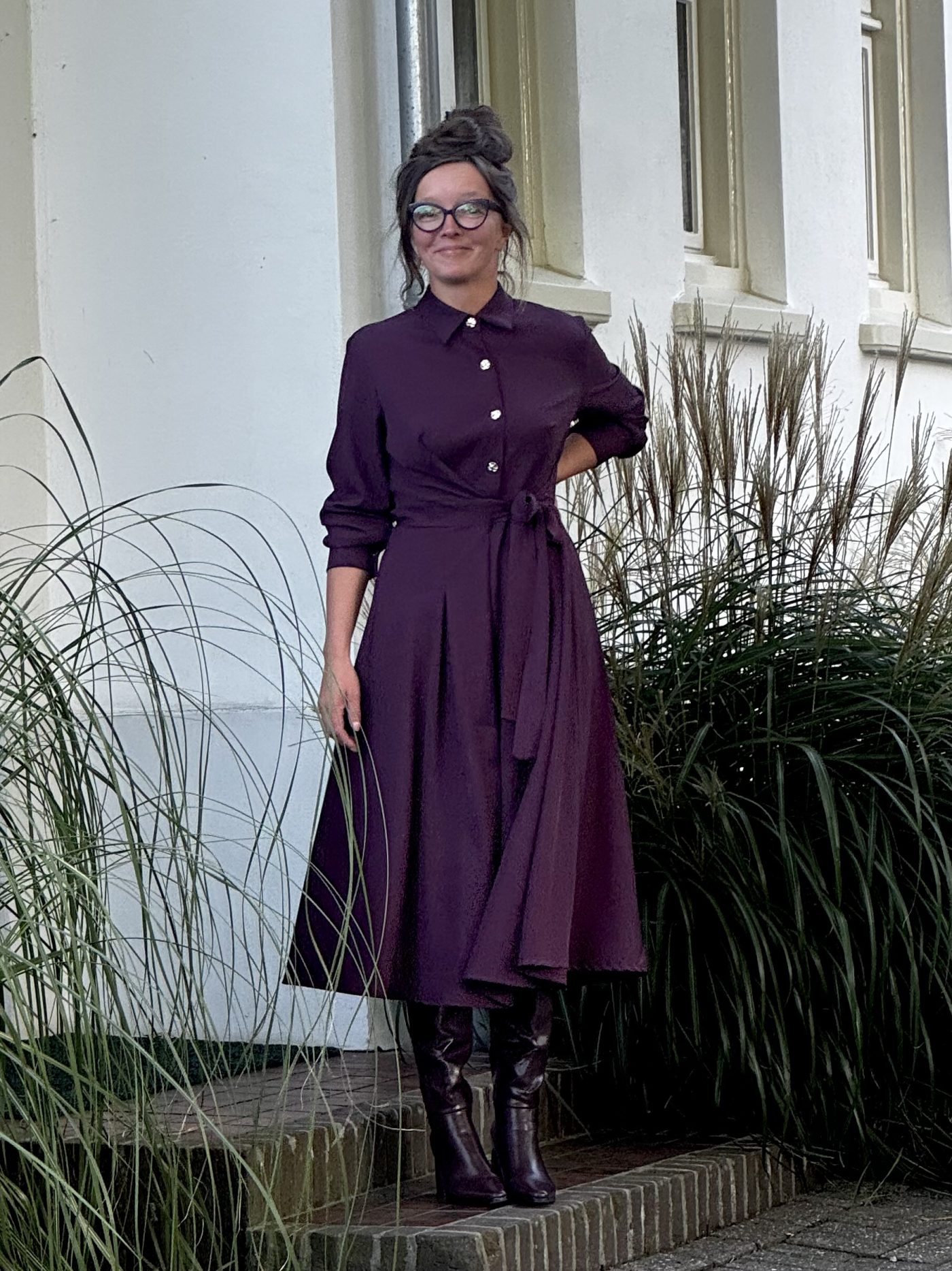 LéLorah dress Mieke aubergine