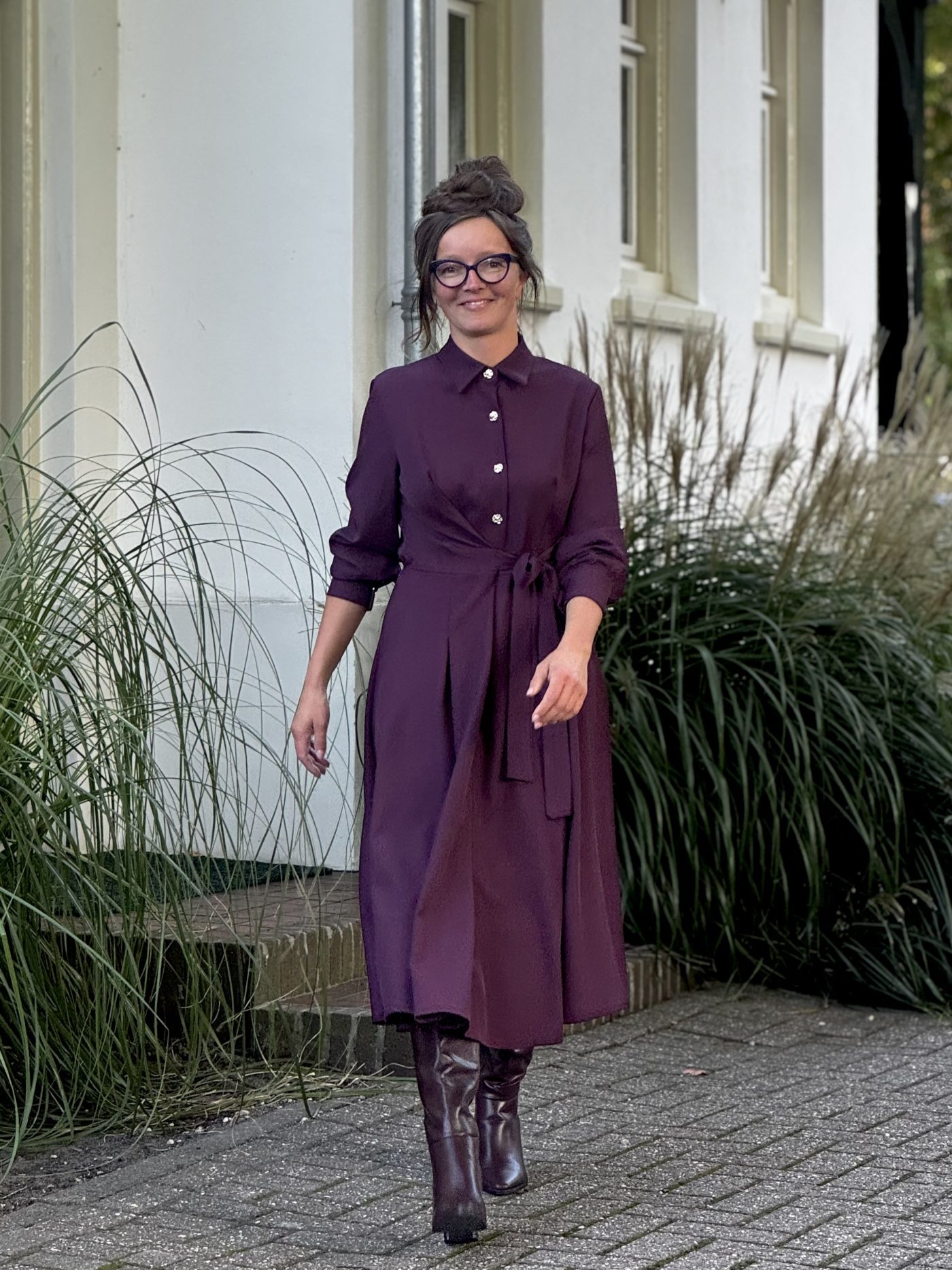 LéLorah dress Mieke aubergine