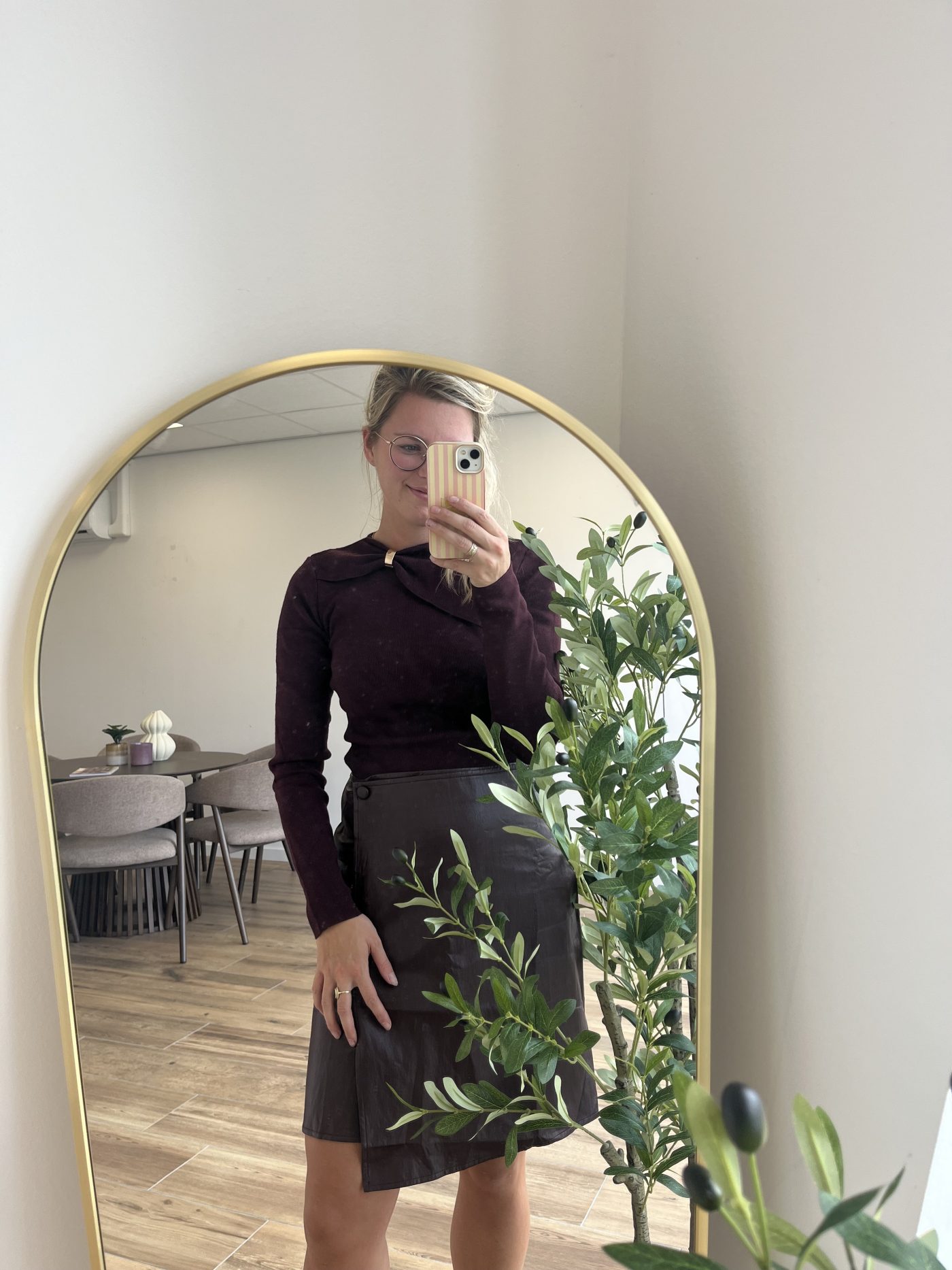 Bordeau top met knoop - S/M