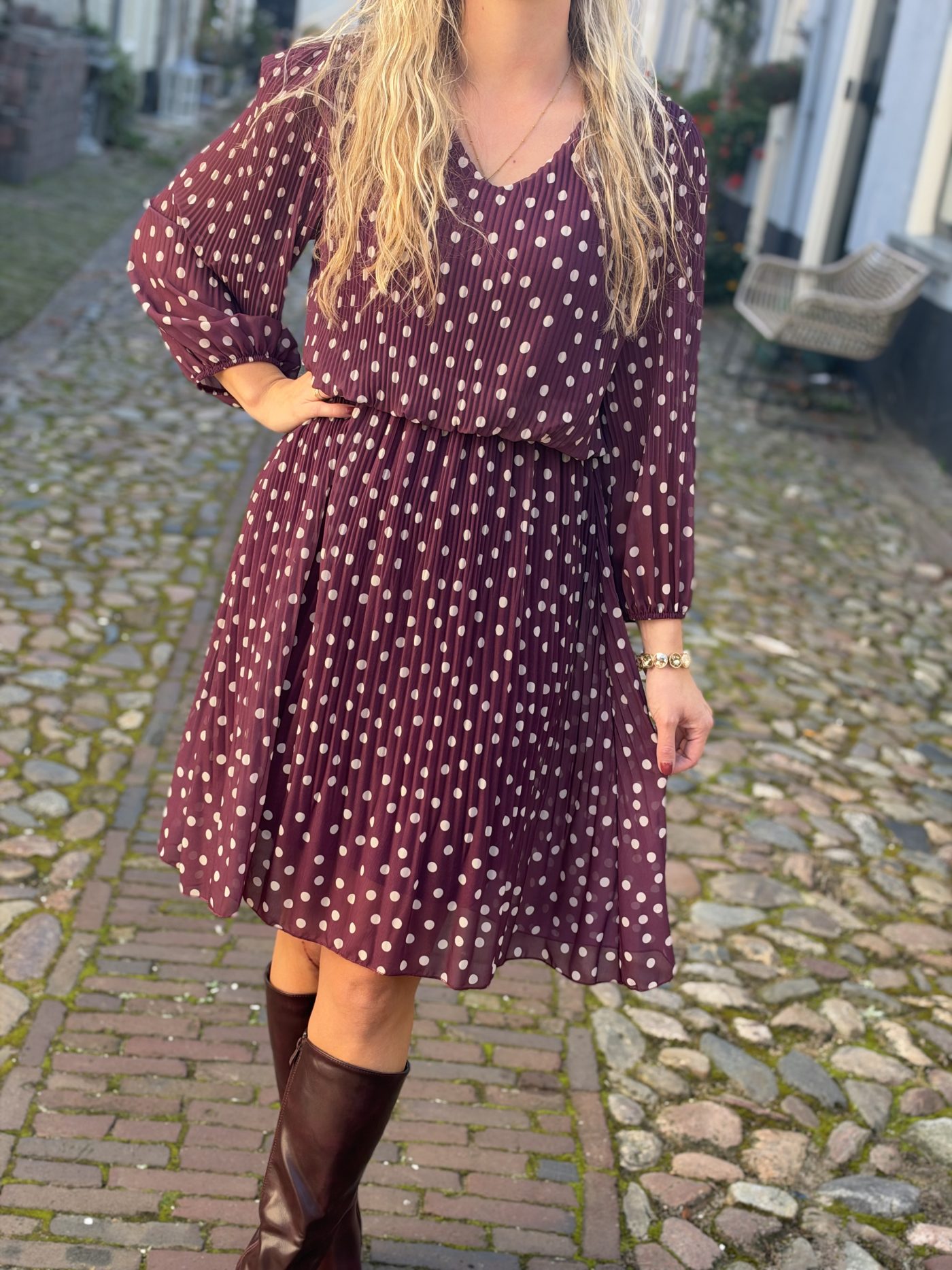 Marleen jurk bordeau dot