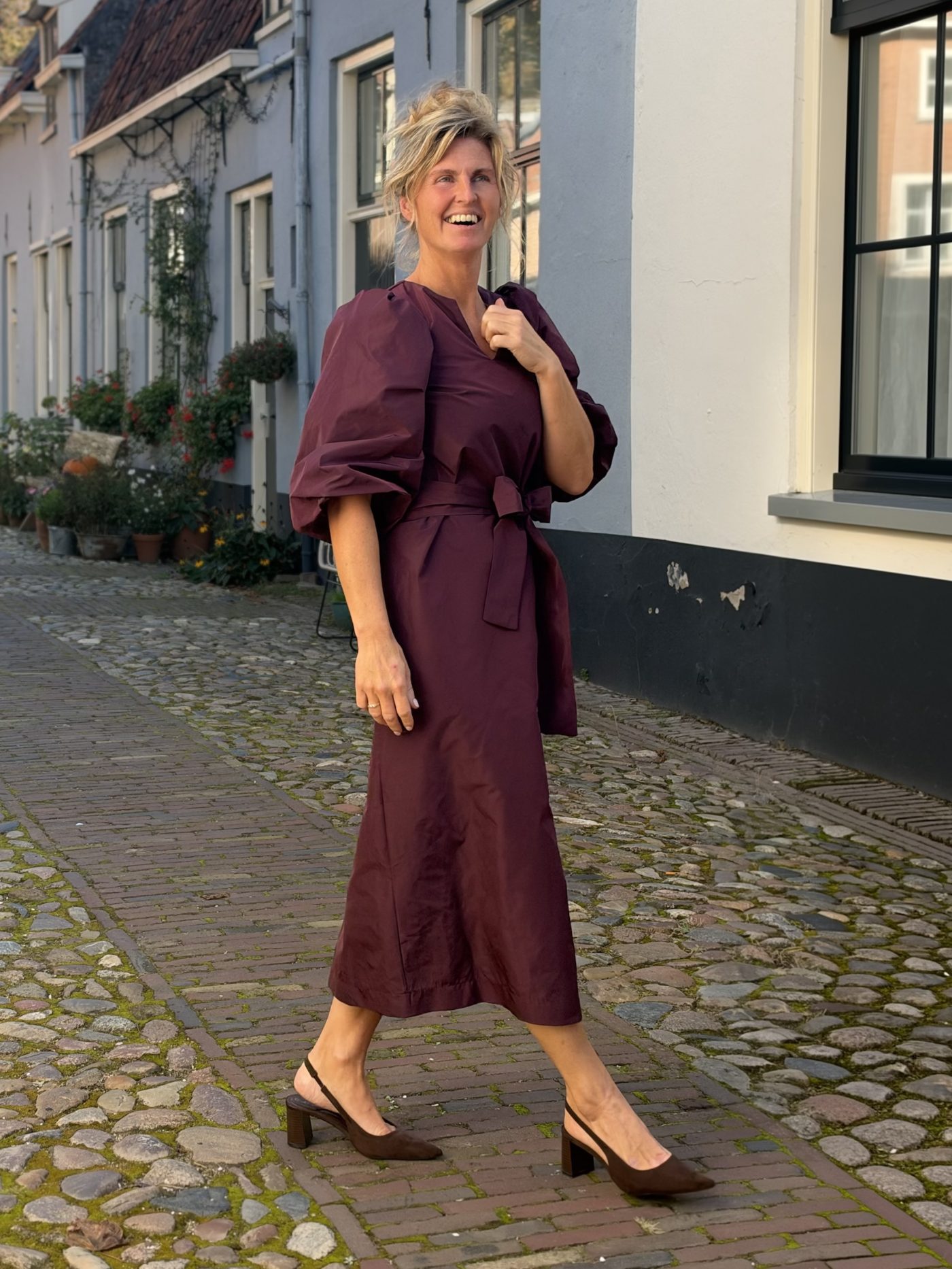 LeLorah  Liesbeth jurk aubergine